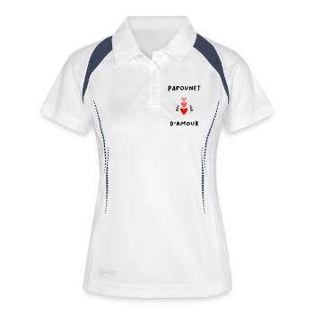 PAPOUNET. PAPA. VATERTAG. FROHER VATERTAG - Frauen Polo atmungsaktiv - Weiß/Navy - Vorne