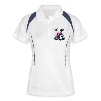Vache - Polo respirant Femme - blanc/marine - Devant