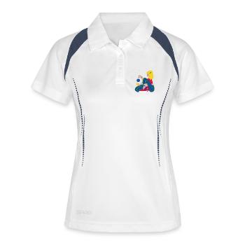 Fille de Noël avec des étoiles rouge-bleu-vert - Polo respirant Femme - blanc/marine - Devant