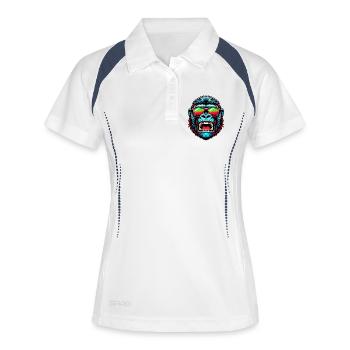 Gorilles avec lunettes de soleil - Polo respirant Femme - blanc/marine - Devant