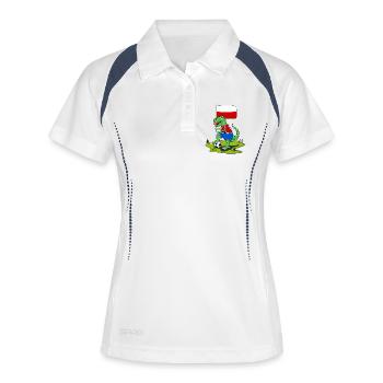 Drapeau de la Pologne dinosaure Rex football - Polo respirant Femme - blanc/marine - Devant