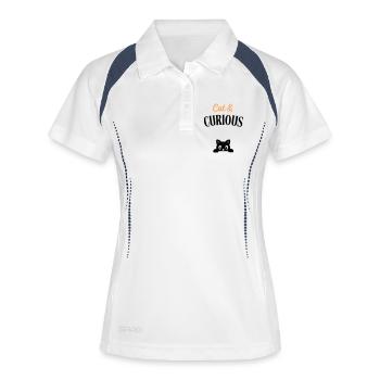 Cat and curious - Polo respirant Femme - blanc/marine - Devant