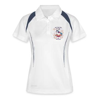 Einhorn aus dem All - Frauen Polo atmungsaktiv - Weiß/Navy - Vorne