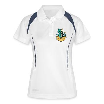 Le chat de Schrödinger - Conception physique - Polo respirant Femme - blanc/marine - Devant