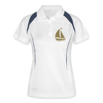Silhouette de voilier minimaliste Mer du Nord - Polo respirant Femme - blanc/marine - Devant