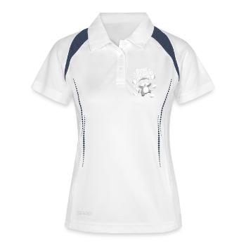 Raton laveur joyeux avec message de motivation - Polo respirant Femme - blanc/marine - Devant