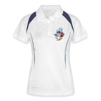 Pinguin mit Herz - Frauen Polo atmungsaktiv - Weiß/Navy - Vorne