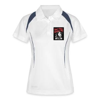 Warnung vor gefährlichem Meerschweinchen - Frauen Polo atmungsaktiv - Weiß/Navy - Vorne