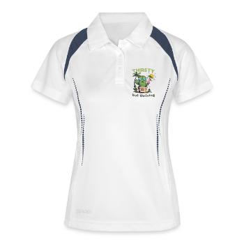 Kaktus Vibes – Trocken, cool & am Leben - Frauen Polo atmungsaktiv - Weiß/Navy - Vorne