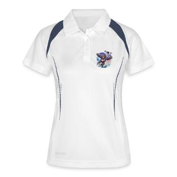 Gorilla Drohne Kinder lustig - Frauen Polo atmungsaktiv - Weiß/Navy - Vorne