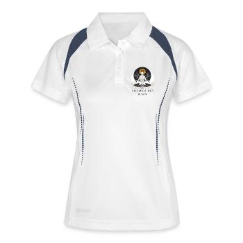 Racines de la croissance - Conception méditative - Polo respirant Femme - blanc/marine - Devant