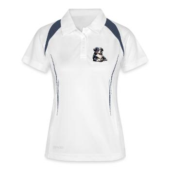 Sprich mit der Pfote Australian Shepherd Aussie  - Frauen Polo atmungsaktiv - Weiß/Navy - Vorne