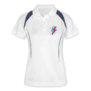 Retro Blitz bunten Stil - Frauen Polo atmungsaktiv - Weiß/Navy - Vorne