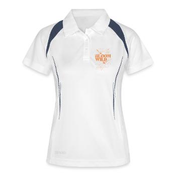 Bloom Wild Blumenmuster - Frauen Polo atmungsaktiv - Weiß/Navy - Vorne