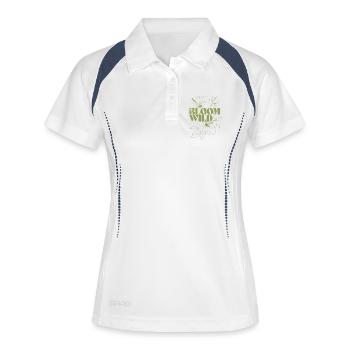 Bloom Wild Illustration botanique - Polo respirant Femme - blanc/marine - Devant