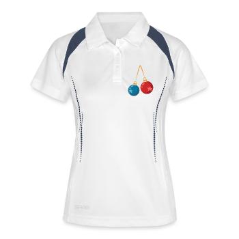 Conception de décoration de boules de Noël colorées - Polo respirant Femme - blanc/marine - Devant