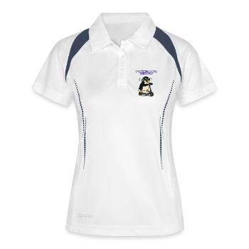 Pinguin Scooter Stil Neon Tiere retro Vintage  - Frauen Polo atmungsaktiv - Weiß/Navy - Vorne