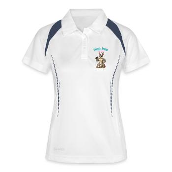  Gym Hase Fitness Fitnessstudio Sport  - Frauen Polo atmungsaktiv - Weiß/Navy - Vorne
