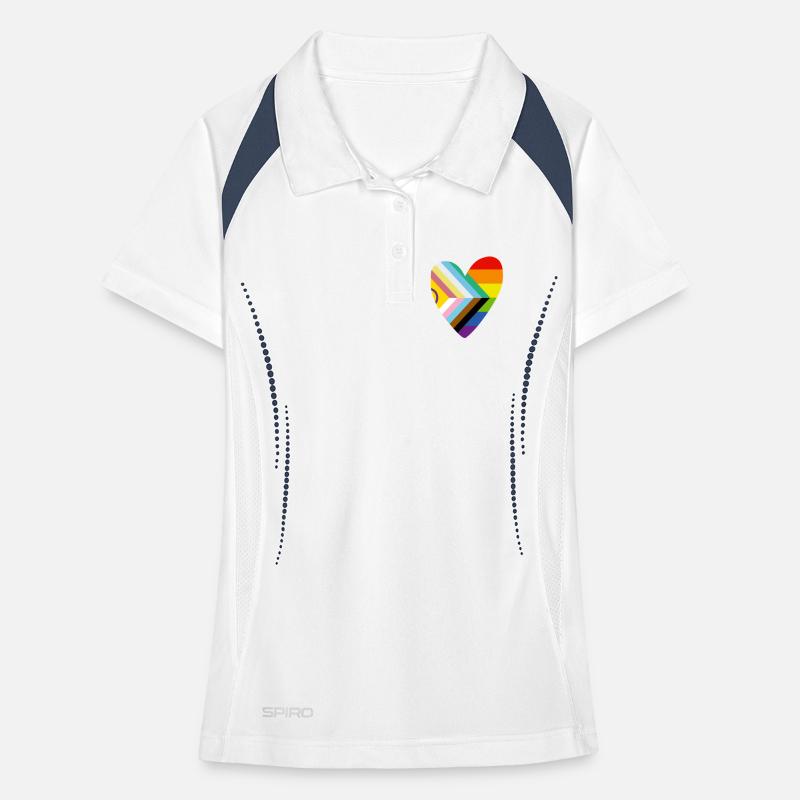 🌈 Herz – Progress Pride & Disability Flag Frauen Polo atmungsaktiv