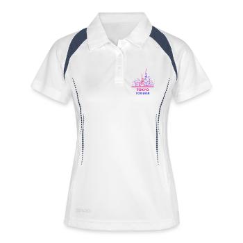 Neon Skyline Paris à Tokyo Design Silhouette - Polo respirant Femme - blanc/marine - Devant