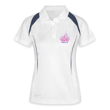 Tokyo Nights Neon Skyline Japan Design  - Frauen Polo atmungsaktiv - Weiß/Navy - Vorne