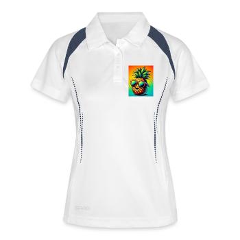 Ananas - Frauen Polo atmungsaktiv - Weiß/Navy - Vorne