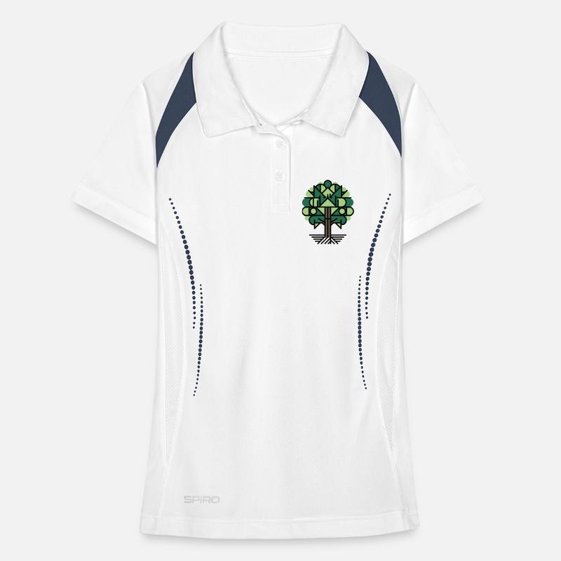 Geometric Tree Pattern Green Women's Polo breathable
