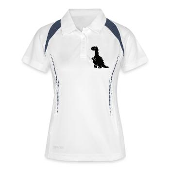 Dino Silhouettendruck - Frauen Polo atmungsaktiv - Weiß/Navy - Vorne