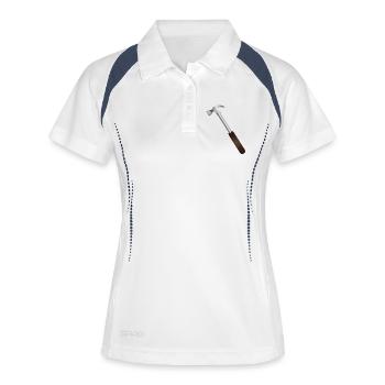 Zimmermannshammer – Symbol echter Handwerkskunst - Frauen Polo atmungsaktiv - Weiß/Navy - Vorne