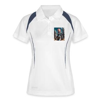 Dans un costume métallique - GBC Sci-fi Warrior Woman - Polo respirant Femme - blanc/marine - Devant