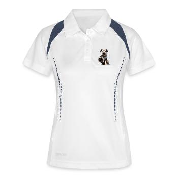 Sprich mit der Pfote Irischer Wolfshund Wolfshunde - Frauen Polo atmungsaktiv - Weiß/Navy - Vorne