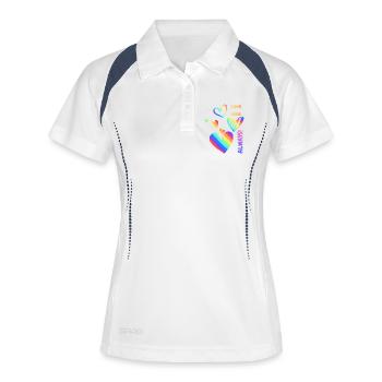 Pride / CSD / LGBTQ+ Design "love always wins" - Frauen Polo atmungsaktiv - Weiß/Navy - Vorne