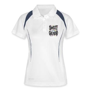Freundin, Einhorn-Valentinstags-Paar - Frauen Polo atmungsaktiv - Weiß/Navy - Vorne