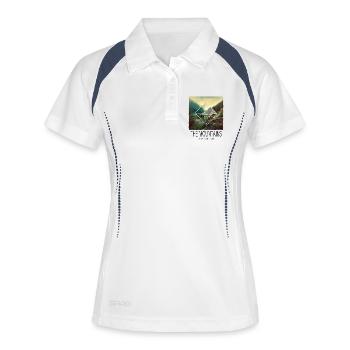 Berg Berge Bergsteigen Wandern Klettern Natur - Frauen Polo atmungsaktiv - Weiß/Navy - Vorne