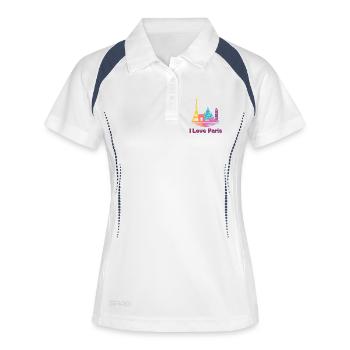 J’adore le dégradé de la skyline de Paris - Polo respirant Femme - blanc/marine - Devant