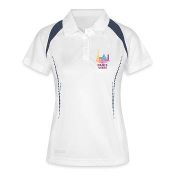 Paris Vibes Farbverlauf Skyline - Frauen Polo atmungsaktiv - Weiß/Navy - Vorne