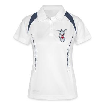 herz_esel1 - Polo respirant Femme - blanc/marine - Devant