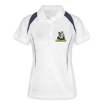 Not Today – Grumpy Bear Coffee (Sketch) - Frauen Polo atmungsaktiv - Weiß/Navy - Vorne