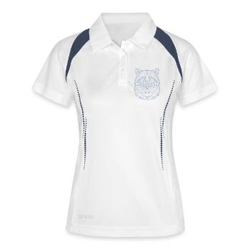 Silhouette minimaliste de tête de raton laveur - Polo respirant Femme - blanc/marine - Devant