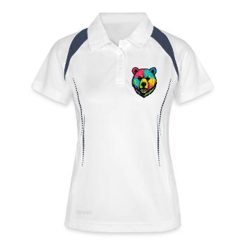 Bär schlecht geleckte Pop-Art - Frauen Polo atmungsaktiv - Weiß/Navy - Vorne
