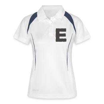 Minimaler Buchstaben E Fett Monogramm-Typografie - Frauen Polo atmungsaktiv - Weiß/Navy - Vorne