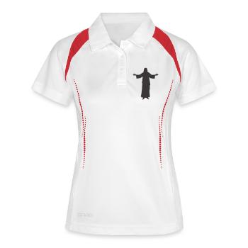 Silhouette de Jésus Bras ouverts - Polo respirant Femme - blanc/marine - Devant