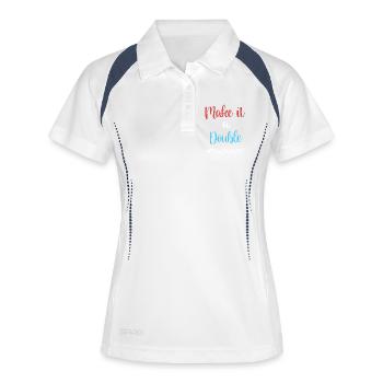Zwilling Papa Zwillinge Vater - Frauen Polo atmungsaktiv - Weiß/Navy - Vorne