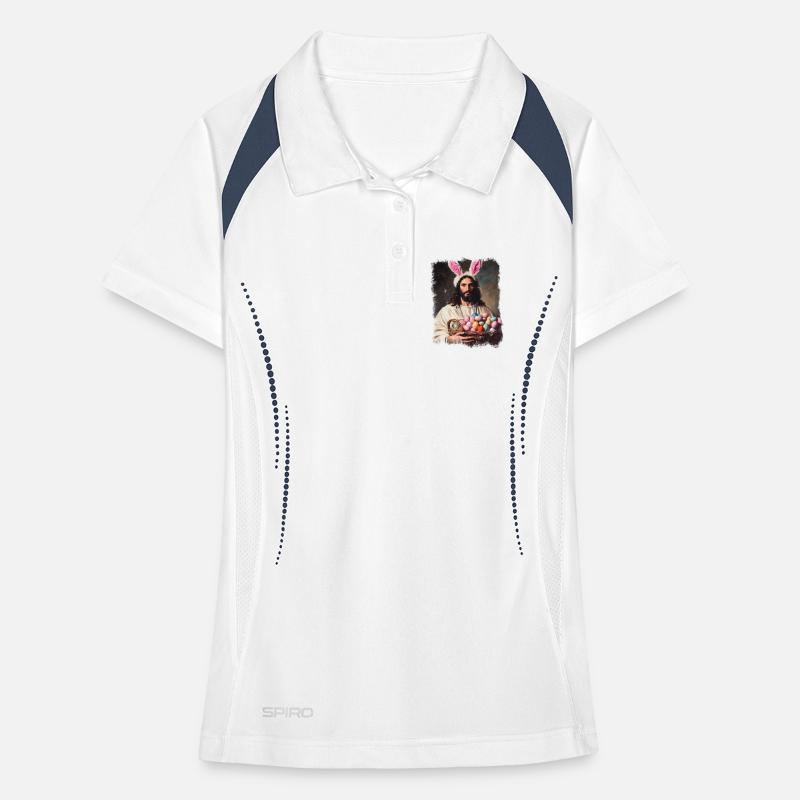 Easter funny Jesus Christ with Easter eggs Women's Polo breathable