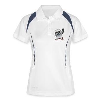 Dabbing Graupapagei - Frauen Polo atmungsaktiv - Weiß/Navy - Vorne