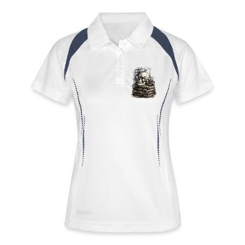 Dark Academia Skull & Books Vintage Gothic - Frauen Polo atmungsaktiv - Weiß/Navy - Vorne