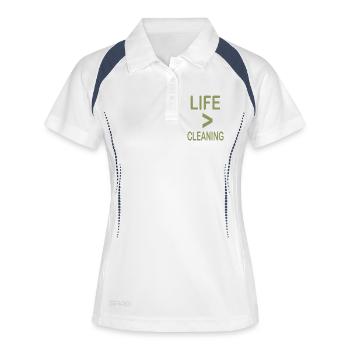 Lebensdauer über Reinigung minimales Design - Frauen Polo atmungsaktiv - Weiß/Navy - Vorne