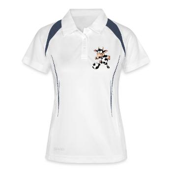 Joueur de football à vaches - Polo respirant Femme - blanc/marine - Devant