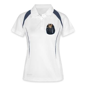 Un chat dans un poke - Polo respirant Femme - blanc/marine - Devant