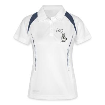 Sture Nö! Taube – Lustiges Statement Design - Frauen Polo atmungsaktiv - Weiß/Navy - Vorne